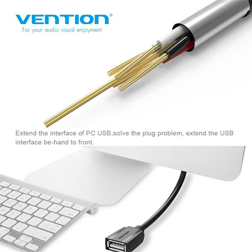 USB დამაგრძელებელი - Vention USB 2.0 A Male To A Female Extension Cable Black 3მ