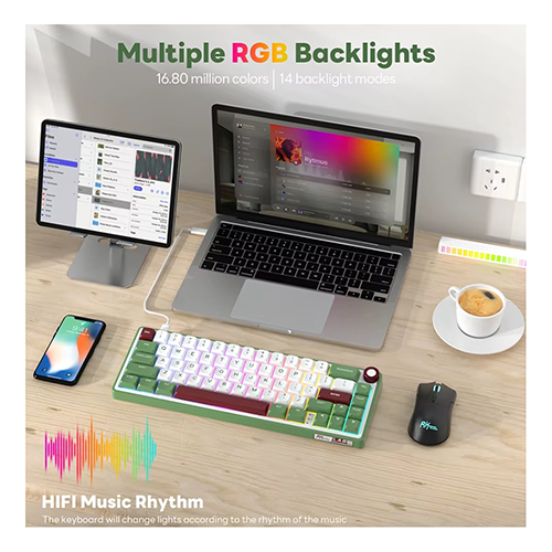 მექანიკური კლავიატურა - Royal Kludge RK R65 Chartreuse Switch Green Sand