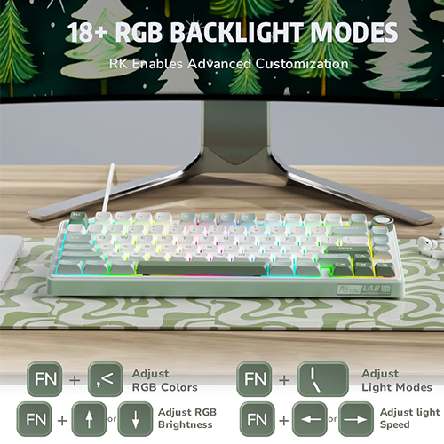 მექანიკური კლავიატურა - Royal Kludge RK R75 K Silver Switch Sky Cyan