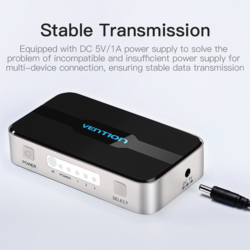 Switcher - Vention 3 In 1 Out HDMI Switcher With Audio Separation Gray Metal Type
