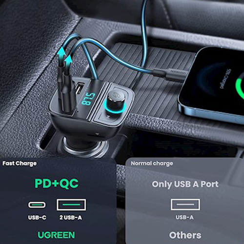 მანქანის FM მოდულატორი - Ugreen CD229 Bluetooth Car Charger USB 3.0 BT 5.0