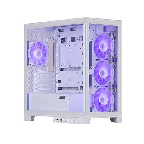 ქეისი + პულტი - 2E Gaming Fantom GK701W White - 4x120 Fan ARGB