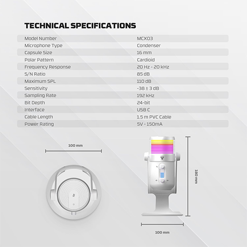 მიკროფონი - Fantech Eviosa Max MCX03 Condenser White