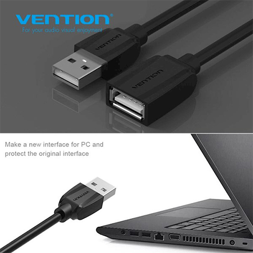 USB დამაგრძელებელი - Vention USB 2.0 A Male To A Female Extension Cable Black 3მ