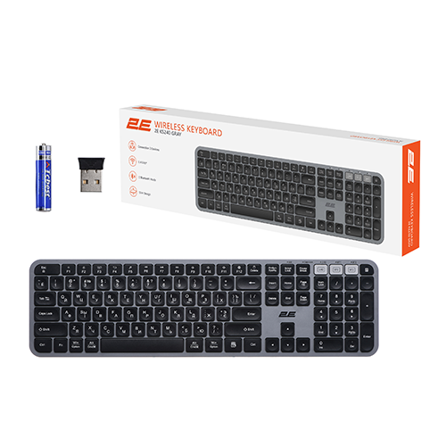 უკაბელო კლავიატურა - 2E KS240 Grey WL BT