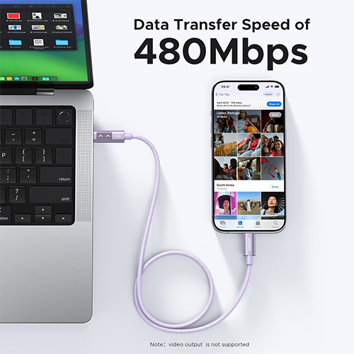 მობილურის კაბელი - Ugreen L509 Uno 100 Watt 2m Purple