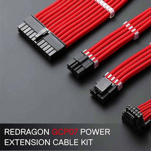 კვების ბლოკის და ვიდეო ბარათის კაბელები - Redragon GCP07 16AWG Red