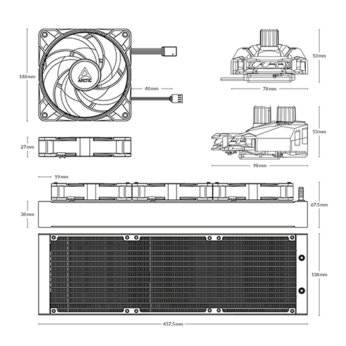 პროცესორის წყლის გაგრილება - Arctic Liquid Freezer II 420 mm ARGB