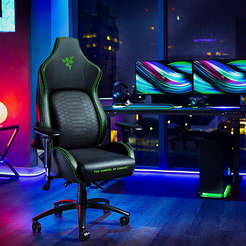 კომპიუტერის სკამი - Razer Gaming Chair Iskur XL With Built In Lumbar Support Black-Green