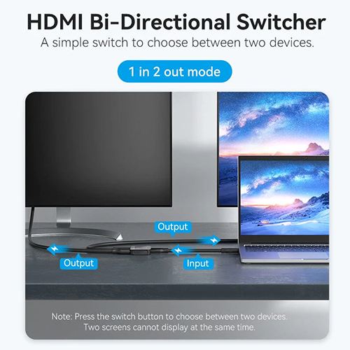 Switcher - Vention 2-Port HDMI Bi-Direction 4K Switcher Black ABS Type