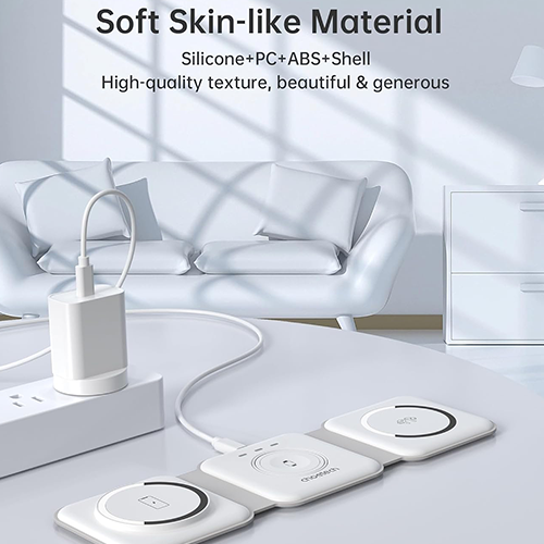Multi Wireless Charger - Choetech T588 3 in1 Foldable Magnetic Wireless Charger White