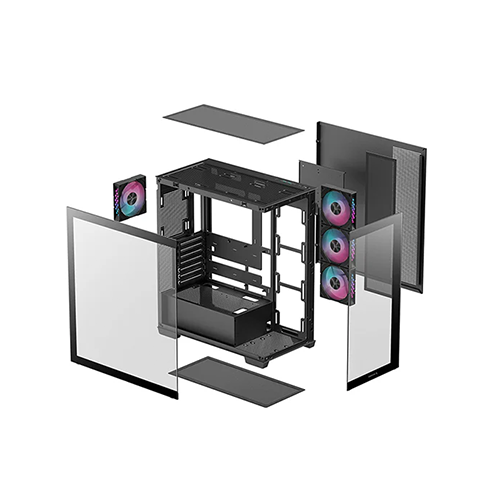 ქეისი - Deep Cool CG580 4F Black - 4x120 Fan ARGB