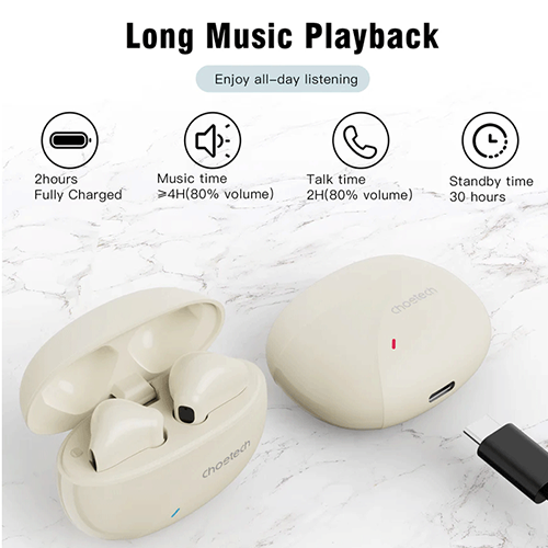 Mobile Earbuds - Choetech TWS True Wireless Earbuds BH-T24 Light Yellow
