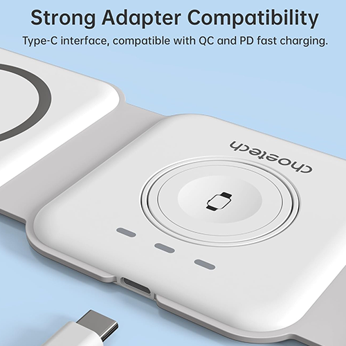 Multi Wireless Charger - Choetech T588 3 in1 Foldable Magnetic Wireless Charger White