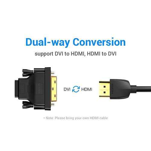 გადამყვანი - DVI-D (24+1) Male to HDMI Female Adapter Black Vention