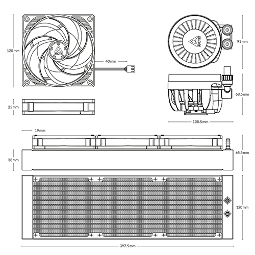 პროცესორის წყლის გაგრილება - Arctic Liquid Freezer III 360 mm Black