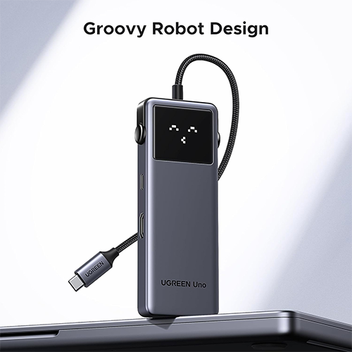 Multi ადაპტერი - Ugreen CM888 Groovy Robot 6-in-1 HDMI USB-A Type-C HUB Space Gray