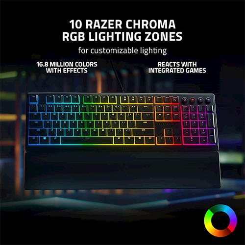 ნახევრად მექანიკური კლავიატურა - Razer Keyboard Ornata V3 RGB 104key Mecha-Membrane Switch USB EN Black