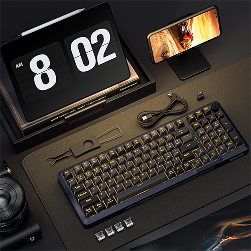 უკაბელო ტენვადი მექანიკური კლავიატურა - Redragon K688GB RGB Pro Linear Switch Black WL BT