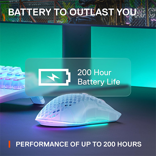 უკაბელო ტენვადი Bluetooth მაუსი - SteelSeries Aerox 3 RGB Ghost Rechargeable WL BT