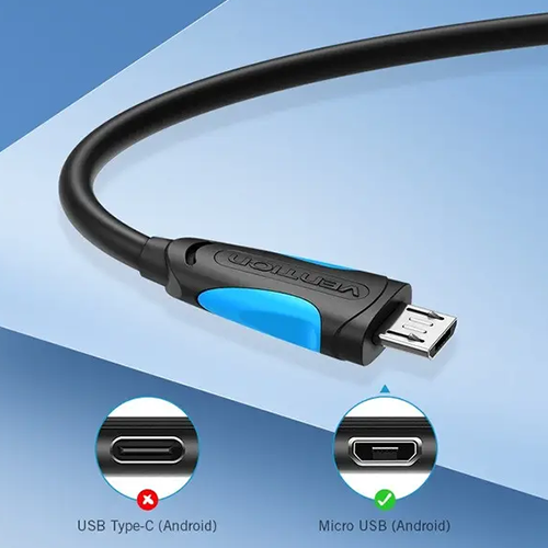 მობილურის კაბელი - USB 2.0 A Male To Micro B Male Data Transfer Cable Vention 1.5m