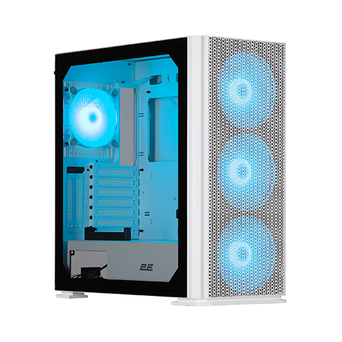ქეისი + პულტი - 2E Gaming Vertex GI01W White - 3x140 Fan ARGB + 1x120 Fan ARGB