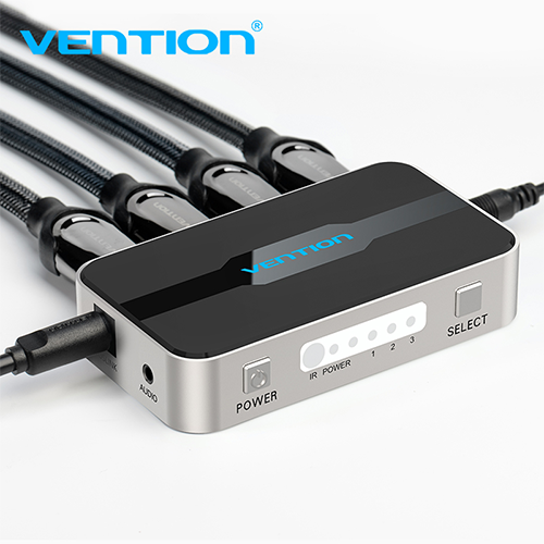 Switcher - Vention 3 In 1 Out HDMI Switcher With Audio Separation Gray Metal Type