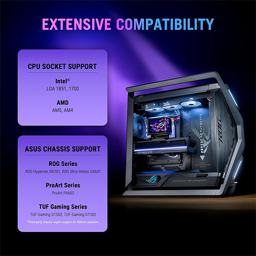 პროცესორის წყლის გაგრილება - Asus Rog Strix Ryuo IV SLC 360 mm ARGB Black