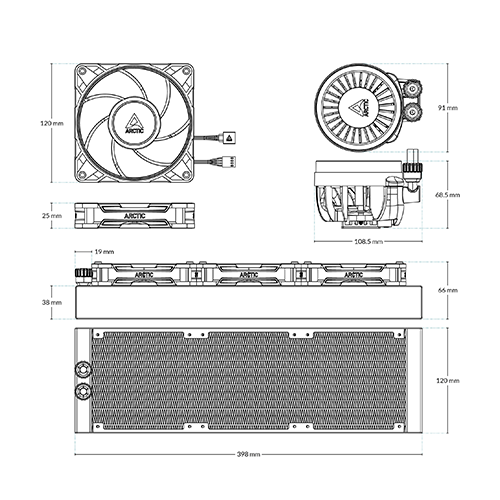 პროცესორის წყლის გაგრილება - Arctic Liquid Freezer III Pro 360 mm ARGB Black