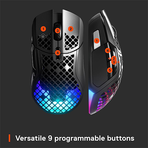 უკაბელო ტენვადი Bluetooth მაუსი - SteelSeries Mouse Aerox 5 Rechargeable WL BT