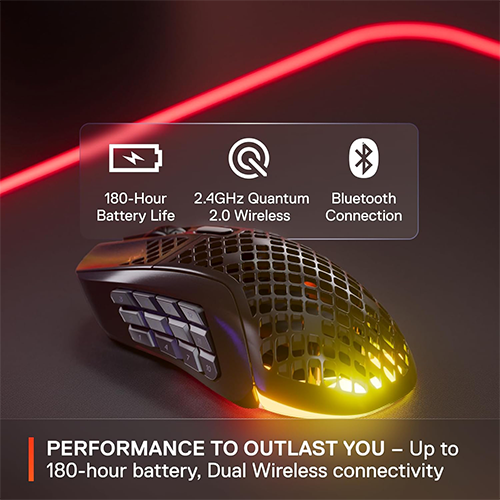 უკაბელო ტენვადი Bluetooth მაუსი - SteelSeries Aerox 9 RGB Black Rechargeable WL BT