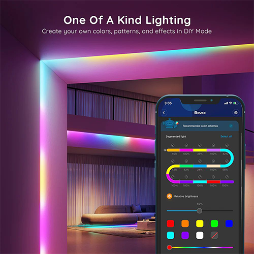 Govee RGBIC Basic Wi-Fi + Bluetooth LED Strip Lights 10მ