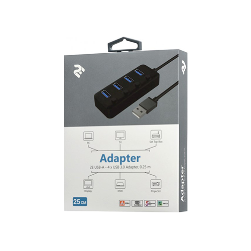 USB Hub 4 Port - 2E Adapter USB-A 4xUSB 3.0 Hub With Switch