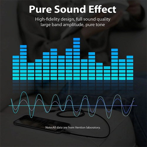 Aux დამაგრძელებელი კაბელი - Vention Cotton Braided Black Metal Type Blue 5მ