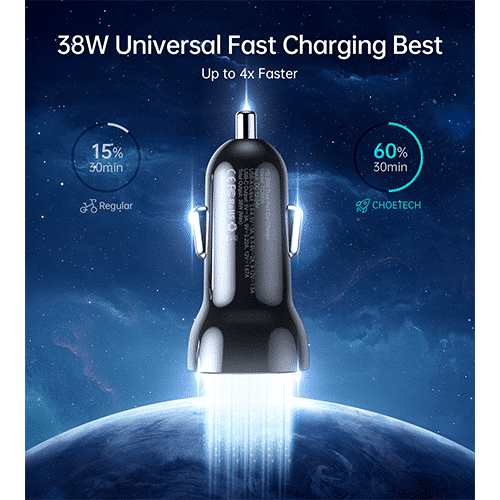 მანქანის დამტენი - Choetech TC0005 QC 3.0 + PD20W 38W Car Charger