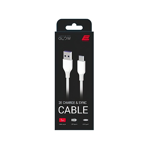 მობილურის კაბელი - 2E Cable USB To Type-C Glow 1მ White