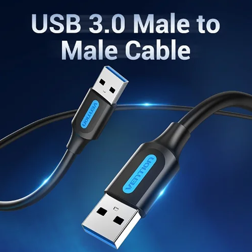 USB კაბელი - Vention USB 3.0 A Male To A Male Cable 1m Black PVC Type