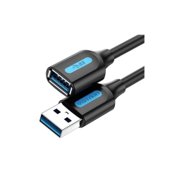 USB დამაგრძელებელი - Vention USB 3.0 Black PVC Type 1m