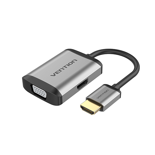 Multi ადაპტერი - HDMI To HDMI+VGA Converter 0.15M Grey Metal Type Vention