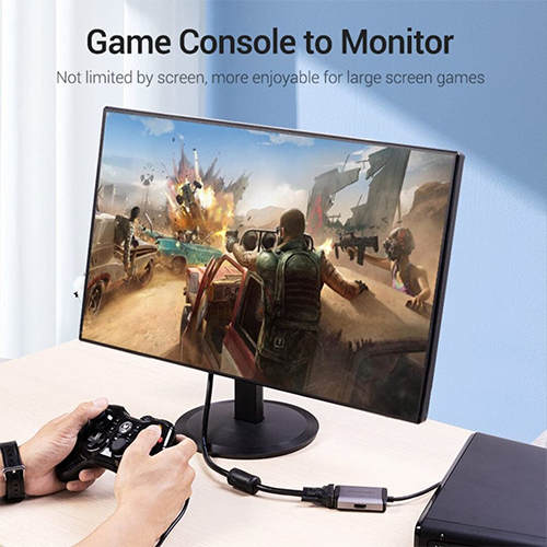 Multi ადაპტერი - HDMI To HDMI+VGA Converter 0.15M Grey Metal Type Vention