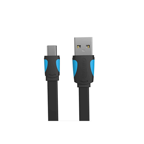 გადამყვანი კაბელი - Flat USB 2.0 A Male To Mini 5 Pin Male Cable 1m Black Vention