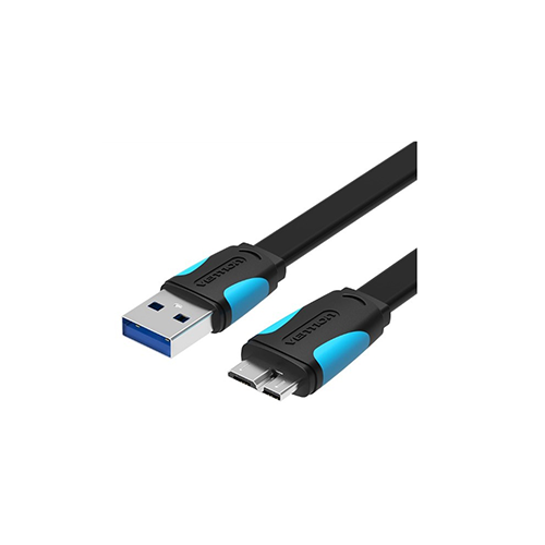 გადამყვანი კაბელი - Flat USB 3.0 A Male To Micro B Male Cable 0.5m Black Vention