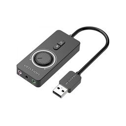 USB ხმის ბარათი - Sound Card Vention With Volume Control 0.15მ Black ABS Type