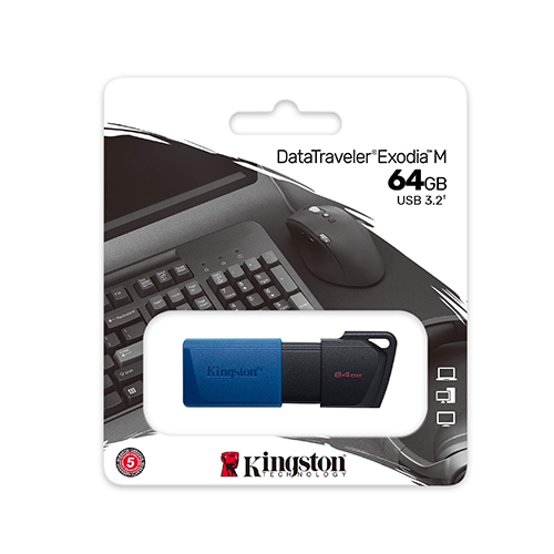 ფლეშ მეხსიერება - Kingston DataTraveler Exodia 64 GB USB 3.2 Black-Blue