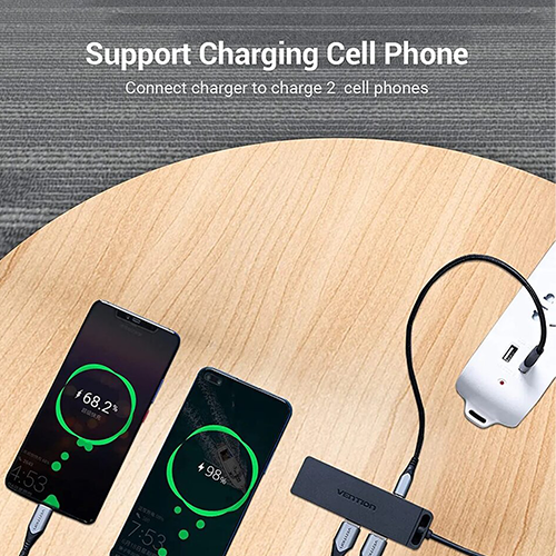 Type-C USB Hub 4 Port - Vention 3.0 ABS Type 0.15მ TGKBB