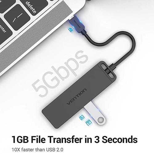 Type-C USB Hub 4 Port - Vention 3.0 ABS Type 0.15მ TGKBB