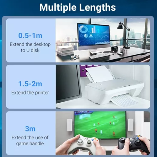 USB დამაგრძელებელი - Vention USB 3.0 Black PVC Type 1.5m