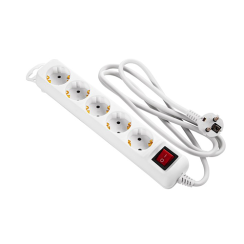 5 Port Extender - 2E 5 x Chuko With Switch White 1.5m