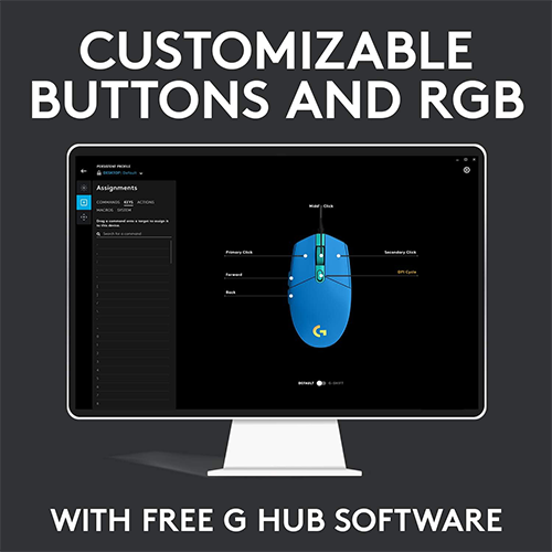 მაუსი - Logitech G203 Lightsync Corded Blue