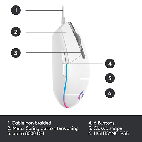 მაუსი - Logitech G102 Lightsync White
